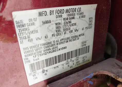 2008 Ford F-250 Fx4/Harley-Davidson/King Ranch/Lariat/Xl/Xlt z USA, uszkodzony, nr VIN 1FTSW21R28EC41590